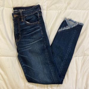 dark blue american eagle high rise skinny jeggings